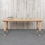 EMMA + OLIVER Adjustable Kids Activity Table for Home Use, Height-Adjustable Classroom Table for Kids, 23.625" W x 47.25" D x 14.5-23.5" H, Natural