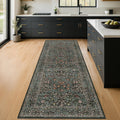 Non Slip 2x6 Kitchen Runner Rug Washable, Rubber Backed Bathroom Runner, Boho Vintage Floral Botanical Dark Green Non Skid Low Pile Soft Carpet for Entryway, Laundry Room, Hallway Mats for Floor