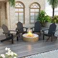 LUE BONA HDPS Adirondack Chairs Set of 4, Long-Lasting All-Season Outdoor Patio Chairs, Hidden Cup Holder, 350 LBS, Black