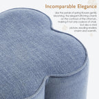 Blue Linen Ottoman Set of 2, Small Vanity Stool, Multi-Functional Ottoman Stool, Footrest for Couch, Flower Footstool for Makeup Room, Entryway and Living Room