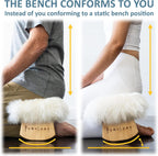 Meditation Bench Luxury Genuine Sheepskin Seat Cover meditate deeper & longer in pure comfort - mindful prayer kneeler - unique ergonomic design supports back and knees to bring health & wellbeing