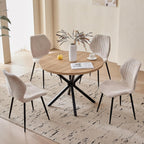 39" Round Dining Table Set for 4, Mid Century Kitchen Table with 4 Boucle Upholstered Dining Chairs for Apartment Living Room Space Saving