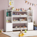 tikross Kids Toy Storage Organizer, White | Toddler Storage Cabinet with 8 Removable Storage Baskets, Multi Storage Cubbies, for Playroom, Kids Room, Living Room