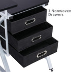 Yaheetech Drafting Desk, Drawing Table for Artists/Adults, Art Desk w/Stool and 3 Slide Drawers, Painting Studio Design Work Station, Adjustable Tabletop, Modern, 50.5 x 24 x 45 inch