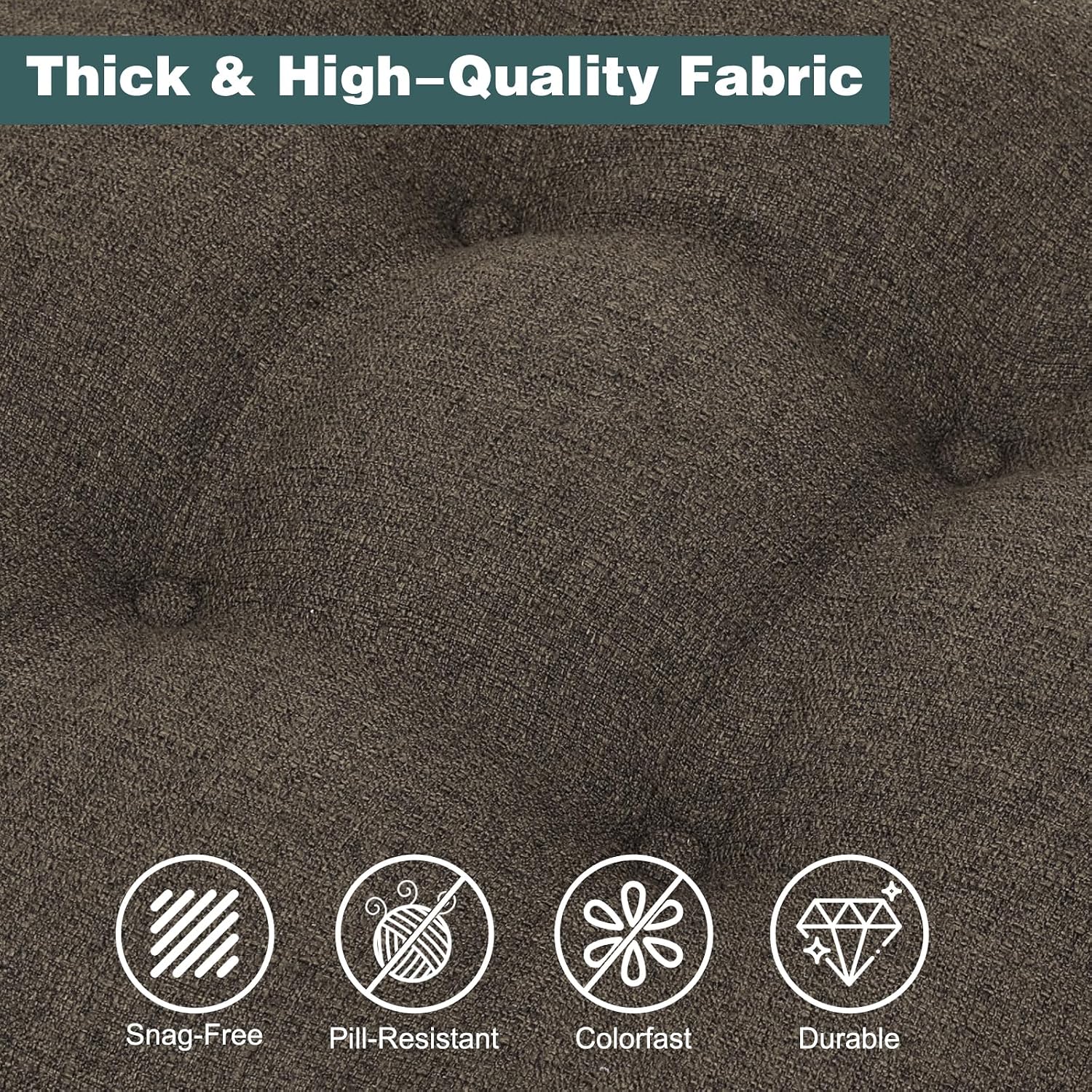 baibu Set of 2 Dining Chair Cushions, Dual-Layer Patent Design Memory Foam Kitchen Chair Cushions, Non-Slip Seat Pads with Ties, 16.5 x 16.5 x 3.5in, 2 Pack, Dark Brown
