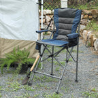 REDCAMP Oversized Tall Camping Chair for Adults, 330lbs Portable High Folding Directors Chair, Foldable Bar Height Stool with Side Pocket for Lawn Sport, Blue