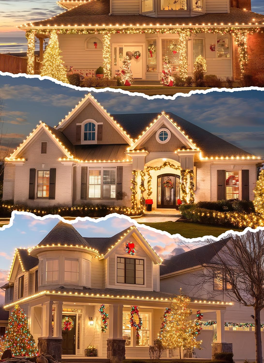 Brightown All in One Christmas Light Clips, Universal Gutter Hooks and Shingle Clip for C7, C9 and Mini Lights, 200 Pack