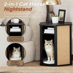 COZAYH Modern Cat House End Table with Sisal Scratching Panels, Hidden Cat Bed Side Table with Removable Washable Cushion, Pine Wood, Cat Condo Nightstand, Easy to Clean, Multifunctional, Black