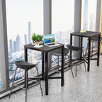 Wisfor Sintered Stone Bar Table: Black Mixed Grey Counter Height Dining Tables with Black Metal Frame - High Top Pub Bartables for Narrow Spaces (Square-Black)