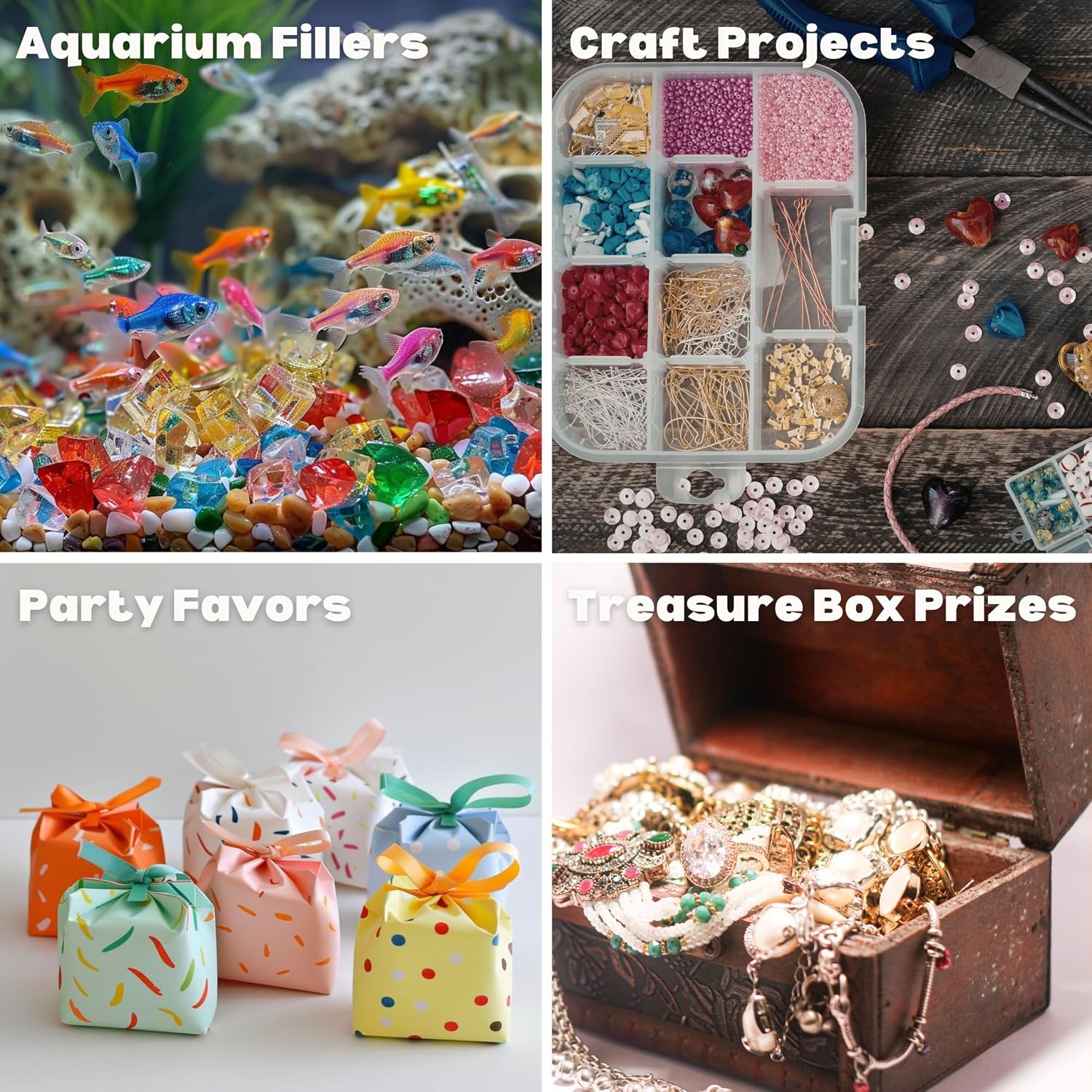 Starfish Decor - Gemstones and Crystals - About 80pcs - Vase Filler - Jewels for Crafts - Fish Tank Rocks - Sensory Bin Filler - Gems for Crafting - Fake Ice - Starfish for Crafts - Multicolored