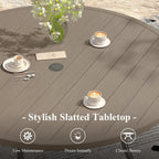 Outdoor Dining Table for 6, 50" Round Outdoor Table with Adjustable Umbrella Hole, All-Weather Metal Patio Dining Table for Lawn Garden Backyard Deck, Grey