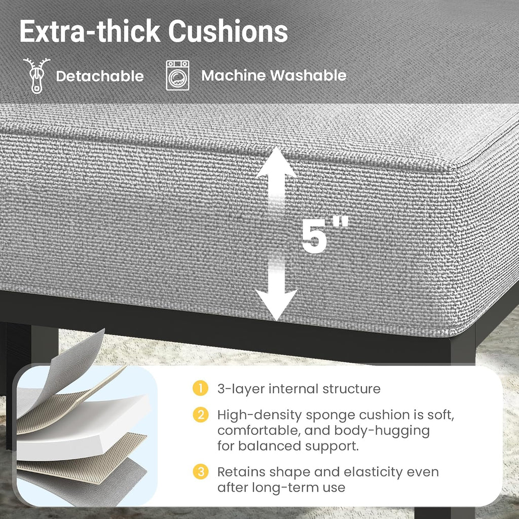 Wisteria Lane Patio Furniture Footstools Metal Ottomans Set of 2, Metal Outdoor Ottomans with Upgraded Cushions, All-Weather Outdoor Footrest Seat for Balcony, Garden, Deck, Backyard, Black