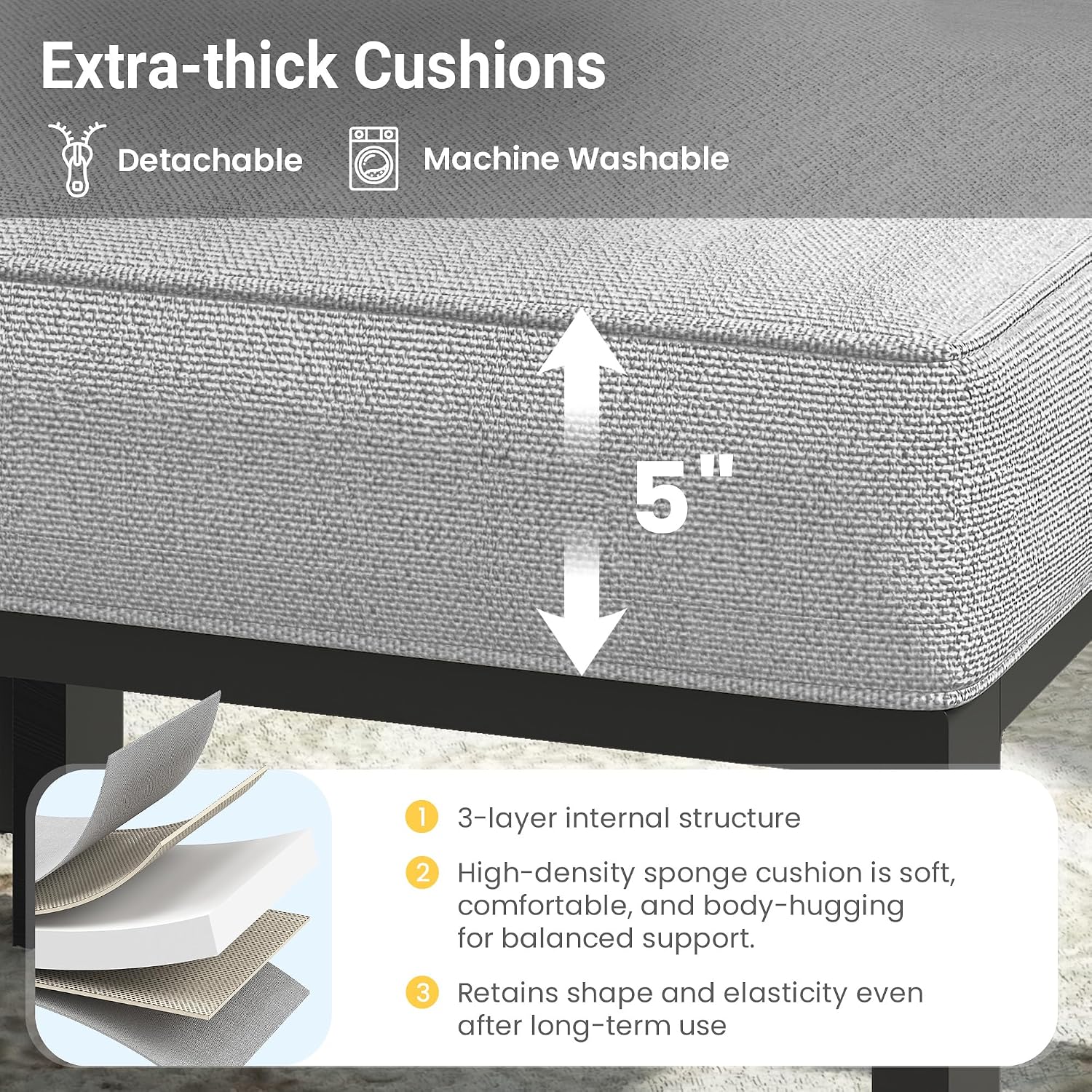Wisteria Lane Patio Furniture Footstools Metal Ottomans Set of 2, Metal Outdoor Ottomans with Upgraded Cushions, All-Weather Outdoor Footrest Seat for Balcony, Garden, Deck, Backyard, Black