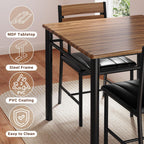 IRONCK Dining Table Set for 2, Small Kitchen Table with Upholstered Chairs for Kitchen & Dining Room, Compact Dining Set for Small Spaces, Walnut