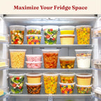16oz Deli Containers with Lids (48 Sets) Plastic Pint Containers With Lids, BPA Free Microwave Safe Leakproof Stackable Freezer Containers With Lids for Overnight Oat, Food Storage