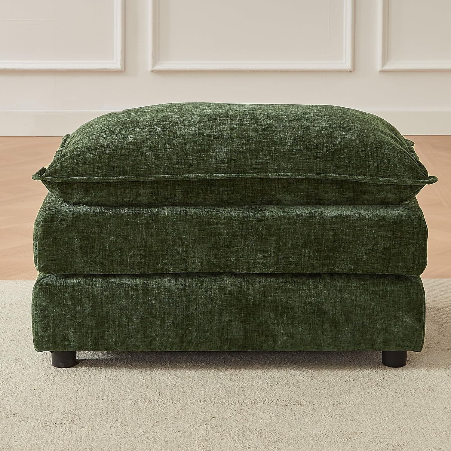 35'' Cloud Chenille Ottoman for Bedroom, Living Room and Entryway (Green)