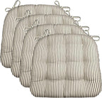 Barnett Home Decor Chair Cushions for Dining Chairs - 15x17 Kitchen Chair Cushions - Machine Washable, 100% Cotton - Made in USA - Latex Foam Comfort Chair Pads - Ticking Stripe Black Small Pack of 4