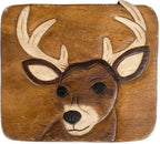 Sea Island Imports Buck Deer Design Hand Carved Acacia Hardwood Decorative Short Stool