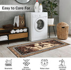 Western Runner Rug 2x6 for Hallway Brown Texas Star Rustic Home Decor Soft Throw Carpet Non Slip Entryway Mat Washable Area Rug for Laundry Bedroom Bathroom (Deep Brown, 2' x 6')