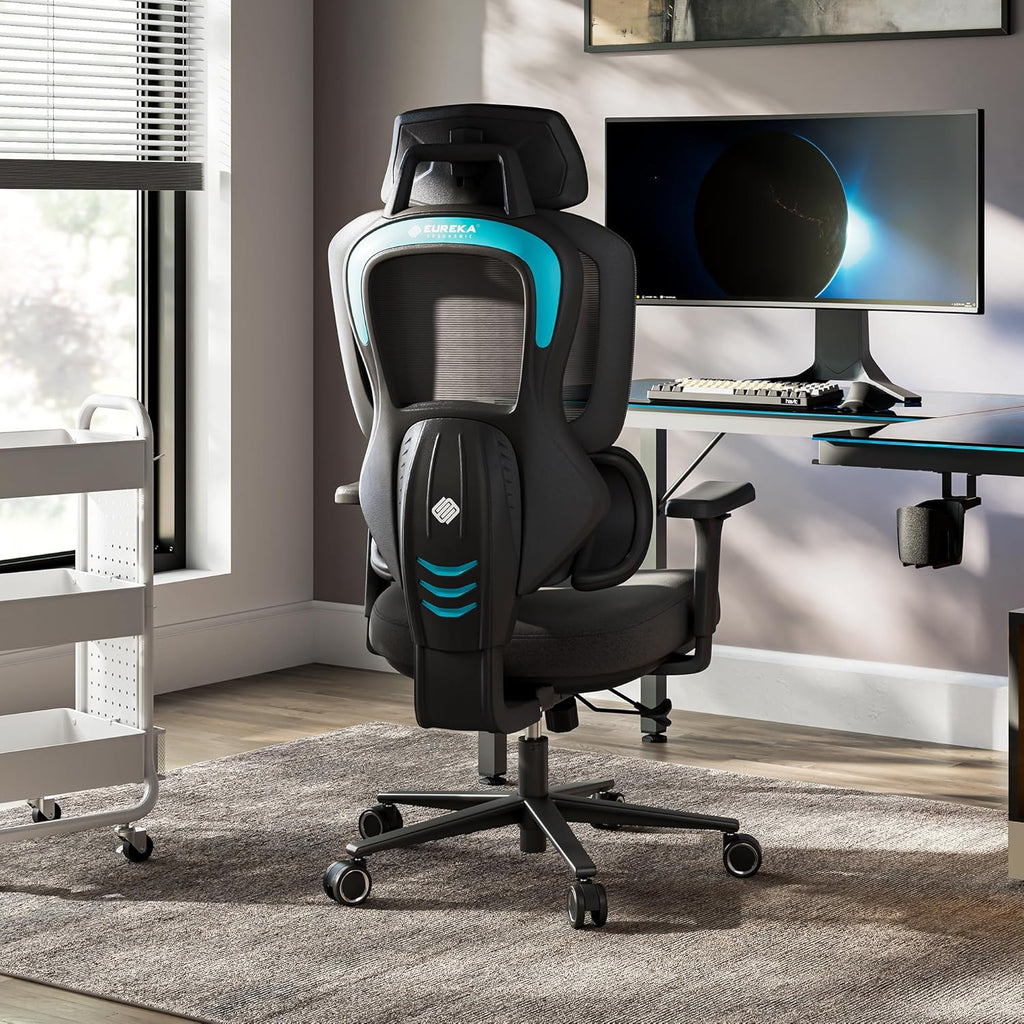 EUREKA ERGONOMIC Typhon Gaming Chair, Ergonomic Office Chair, Home Office Desk Chairs, Gaming Chairs for Adults, Mesh Office Chair, Adjustable Armrest Headrest, Hight Back, BlackBlue
