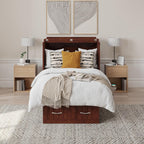 AFI, Sydney Twin Wood Murphy Bed Chest with 6" Mattress, Storage Drawer & Built-in USB Charger, Walnut
