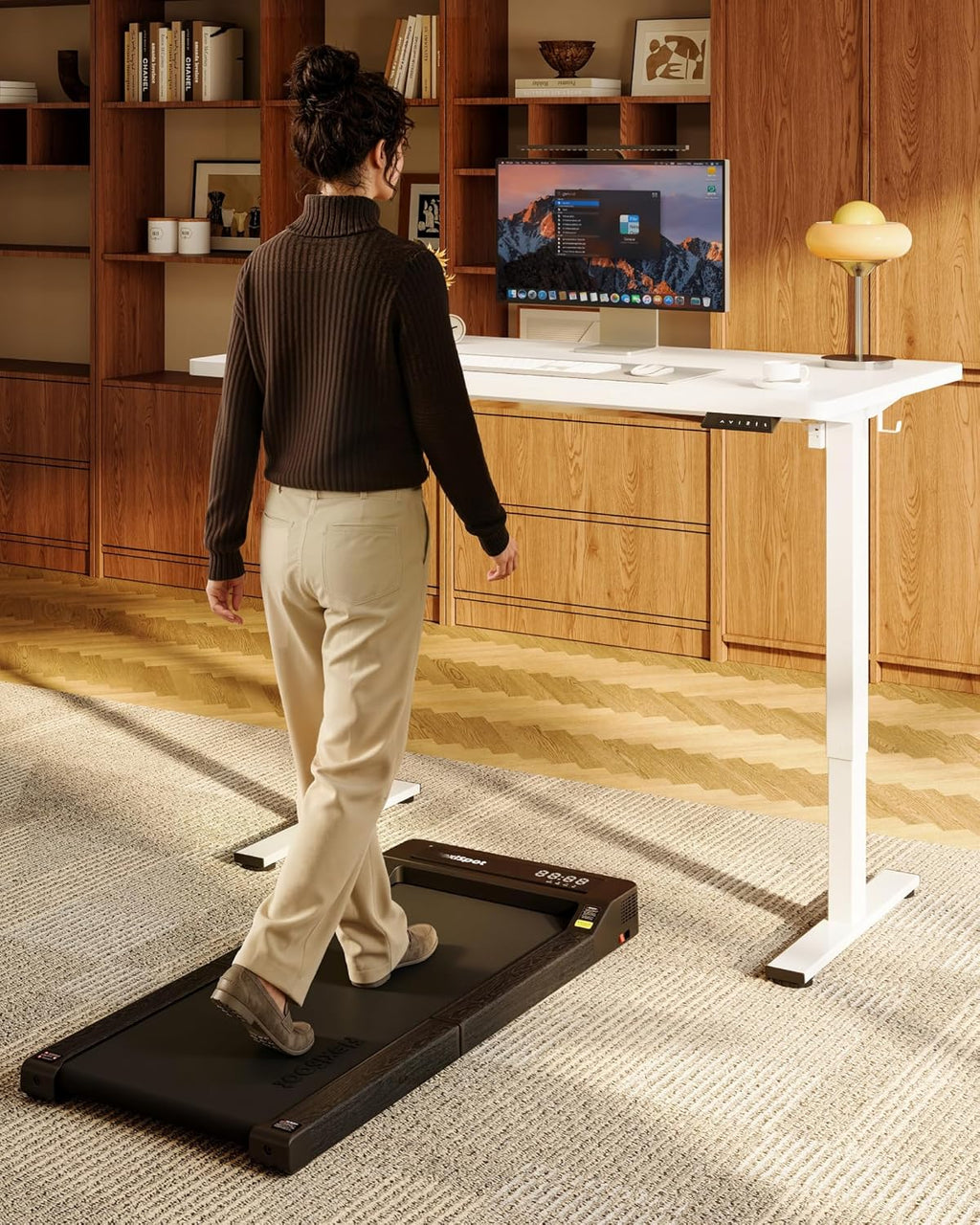 FLEXISPOT EN1 One-Piece Standing Desk, 48"x24" Seamless Desktop Electric Height Adjustable Desk for Home Office, Multi-Monitor Setups & Easy Assembly, White