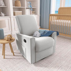 Evolur Raleigh Upholstered Manual Glider Recliner– Rocking & 360° Swivel with Smooth Glide – Greenguard Gold & FSC Certified – Modern Nursery and Living Room Chair in Grey