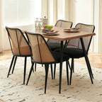 Homedot Modern Rattan Dining Chairs Black Set of 4, Upholstered Dining Room Chairs Boucle Woven Cane Kitchen Dining Accent Chairs for Reception Rooms, Restaurant