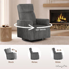 Dream On Me Oliver Swivel Glider with 360-Degree Swivel and Plush Corduroy Fabric, FSC Certified.