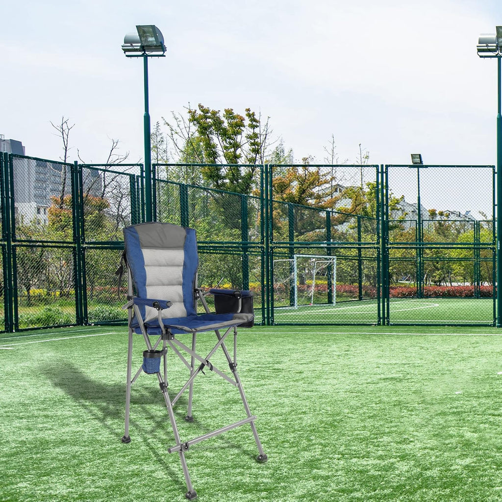 REDCAMP Oversized Tall Camping Chair for Adults, 330lbs Portable High Folding Directors Chair, Foldable Bar Height Stool with Side Pocket for Lawn Sport, Blue