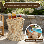 15.55" Hourglass Shape Side Table,Concrete Contemporary Lightweight Accent Table with Simulated Stone Texture,End Table for Living Room,Garden,Outdoor,Indoor,Amber