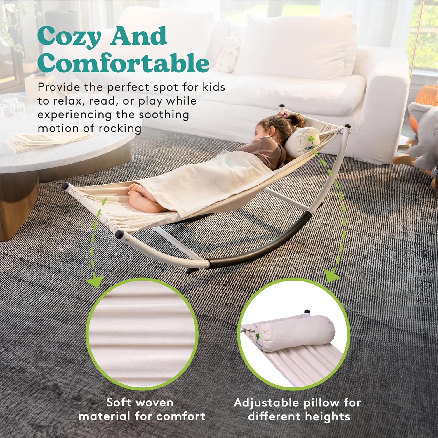 Kids Rocking Chair - Kids Recliner Chairs for Toddlers, Kids Chairs Comfy Toddlers Lounge Chair - Adjustable Pillow and Blanket for Sensory Comfort Included