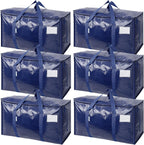 TICONN 6 Pack Extra Large Moving Bags Heavy Duty with Zippers & Carrying Handles, Durable Storage Bags Moving Boxes for Closet Organizers and Storage (6 Pack, Navy)