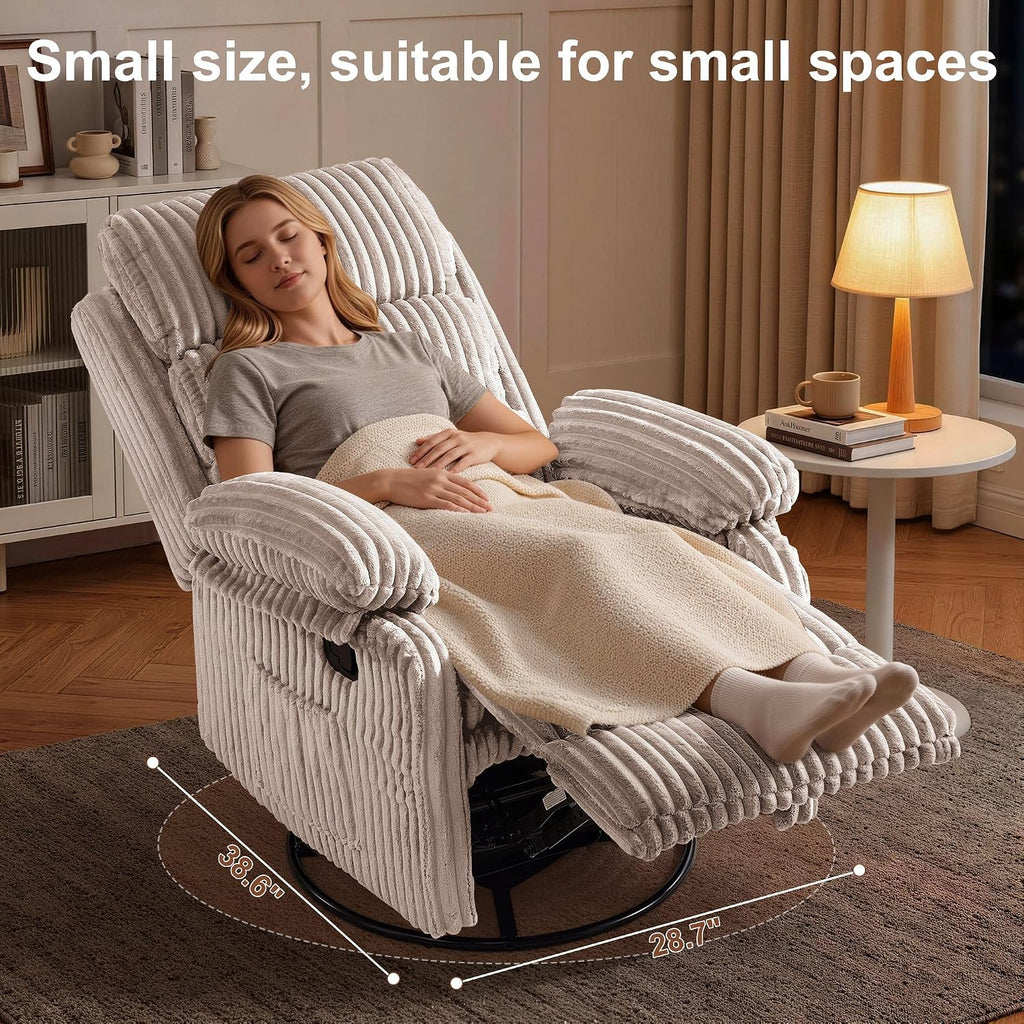 Korser Rocking Recliner Chair, Nursery Rocker Chair for Adults, Small Recliners for Small Spaces, Swivel Rocker Recliner with Cushion, Upholstered Rocking Chairs for Living Room, RV, Chenille