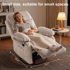 Korser Rocking Recliner Chair, Nursery Rocker Chair for Adults, Small Recliners for Small Spaces, Swivel Rocker Recliner with Cushion, Upholstered Rocking Chairs for Living Room, RV, Chenille