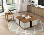 Lexicon Modern Square End Table with Cross Legs, Maple Veneer Wood Accent Table for Living Room, Bedroom, Office, Entryway, Apartment, Easy Assembly, Brown