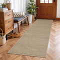 2x6 Runner Rug for Hallway Modern Solid Washable Kitchen Rugs Non Slip Outdoor Patio Runner Rugs Indoor Outdoor Easy Jute Rug Neutral Easy Jute Runners for Porch Entryway Living Room Bedroom, Tan