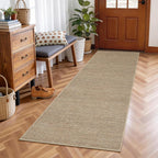 2x6 Runner Rug for Hallway Modern Solid Washable Kitchen Rugs Non Slip Outdoor Patio Runner Rugs Indoor Outdoor Easy Jute Rug Neutral Easy Jute Runners for Porch Entryway Living Room Bedroom, Tan