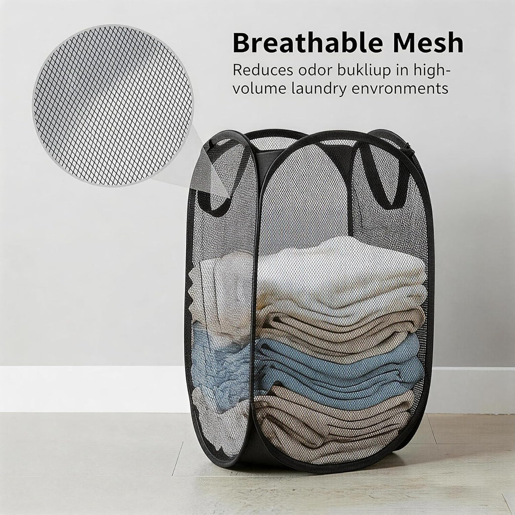 30 Pack Commercial Pop Up Laundry Hampers, 112L Large Capacity, Foldable Mesh with Steel Frame, Oxford Fabric Bulk Laundry Baskets for Hotels, College Dorm and Property Management,15.7x 27.6 inch
