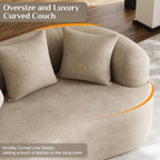 DAMAIFROM 68.5" Loveseat Sofa for Living Room, Modern Luxury Plush Chenille Extra Deep Seat Curved Cloud Floor Couch with 3 Throw Pillows for Small Spaces, No Assembly Needed, Light Brown