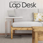 Lavish Home C-Shaped Sofa Side Table - Modern End Table, Laptop Tray, or Compact Bedside Nightstand - Space Saving Furniture by Lavish Home (White)