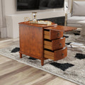 Vintage End Side Table with Slide-Out Tray and 3 Storage Drawers, Sofa Side Table for Small Space, Beside Table for Living Room, 13”W x 22”L x 22.6”H,No-Tools Assembly, Beeswax BG-A1569-MG