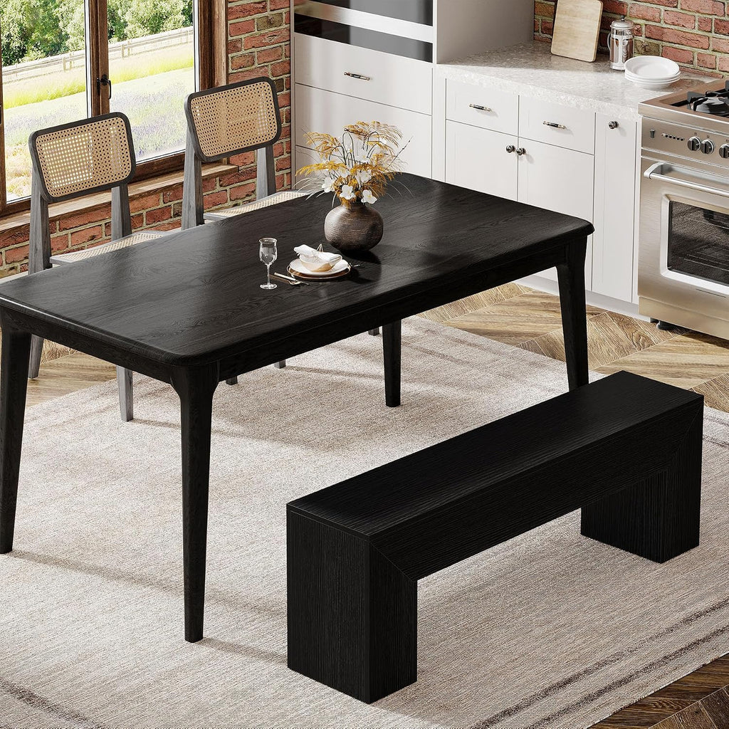 Tribesigns Dining Bench, Farmhouse Wooden Entryway Bench, Entry 47" Long Bench for Living Dining Room, Hallway and Bedroom, Easy Assembly, Black