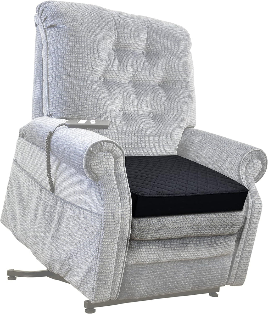 21x21x5 Replacement Cover for Square Thick Chair Seat Cushion - Soft Velvety Fabric - Quilted Top - Washable with Waterproof Layer & Extra-Long Zipper - Non-Slip Base - Cover ONLY - Black