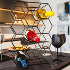 Gusto Nostro Countertop Wine Rack - 14 Bottle Freestanding Modern Black Metal Small - 3 Tier Tabletop Wine Holder Stand for Cabinet, Pantry - Wine Racks Countertop - No Assembly Required (Pack of 2)