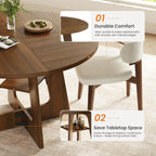 GRUSIGN 5-Piece Round Dining Table Set for 4-6, 47" Farmhouse Table with 4 Upholstered Dining Chairs, Ergonomic Curved Backrest, Space-Saving Wood Dinette Set for Dining Room Apartment, Small Space