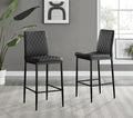 Furniturebox Milan Bar Stools - Contemporary Black Faux Leather Stools for Kitchen or Dining Room - Set of 2 with Soft Seats and Black Legs