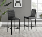 Furniturebox Milan Bar Stools - Contemporary Black Faux Leather Stools for Kitchen or Dining Room - Set of 2 with Soft Seats and Black Legs