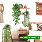 Der Rose 4Pcs Fake Plants Hanging Artificial Ivy Vine Faux Eucalyptus Hanging Plants, Boston Fern, String of Pearls for Living Room Aesthetic Bedroom Boho Kitche Wall Shelf Indoor Outdoor Decor