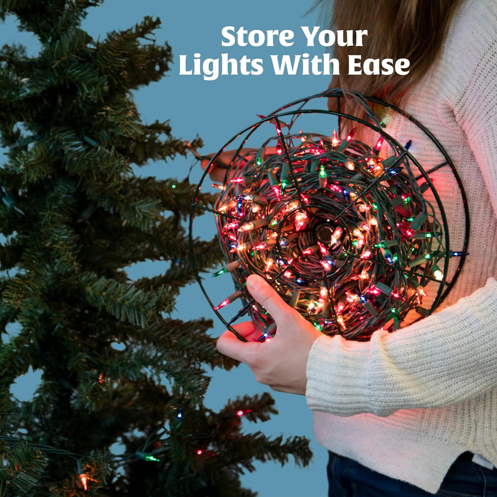 Christmas Light Storage Reel 3 Pack w Zippered Carrying Bag Case- 12" XL Heavy Duty Metal Construction for Xmas Holiday Tree Lights, Wind up Extension Cords, Garland- Holiday Decoration Organizer
